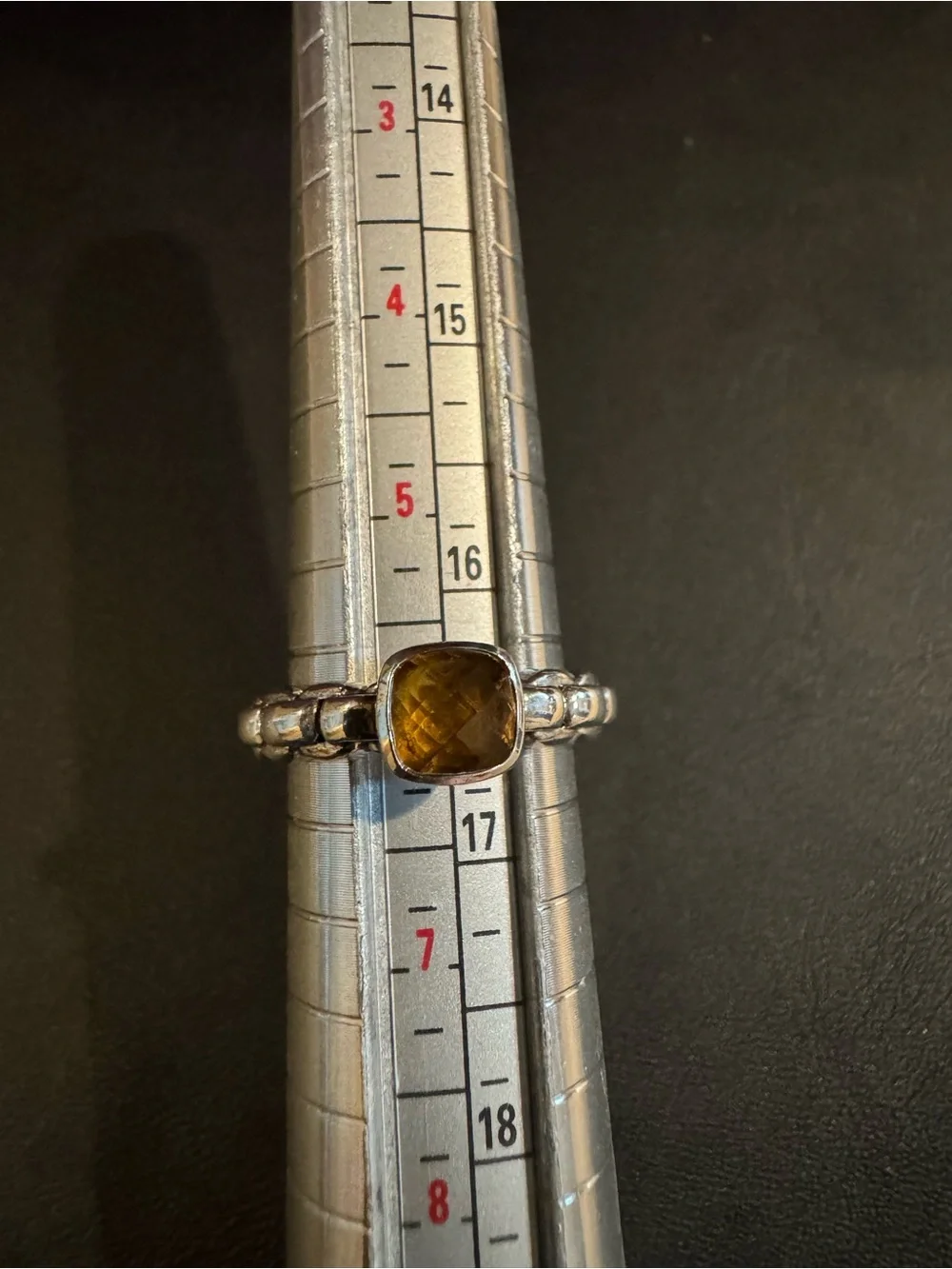 JAI Sterling Silver Stack Ring Set with Cognac Quartz Gemstone